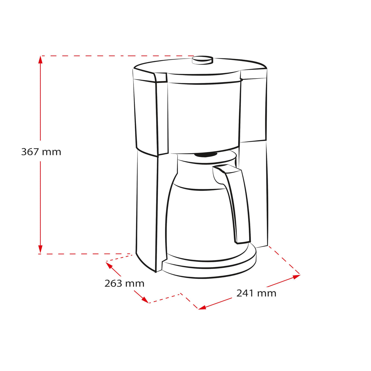 Melitta Look V Timer 1025-18 - Cafetera de goteo con jarra de acero inoxidable, cafetera de filtro con temporizador, máquina de café para 10 tazas con protección antical, negro