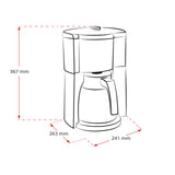 Melitta Look V Timer 1025-18 - Cafetera de goteo con jarra de acero inoxidable, cafetera de filtro con temporizador, máquina de café para 10 tazas con protección antical, negro