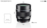 Olympus M.Zuiko - Objetivo digital ED 75 mm F1.8, longitud focal fija rápida, apto para todas las cámaras MFT (modelos olympus OM - D & Pen, serie G de Panasonic G), negro