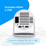 NK Mini Proyector Portátil - Resolución Full HD 1080P (Soporta 4K), Android, WiFi, Bluetooth, Mirror Link, Cristal 2.69" LCD, Altavoz Incorporado, HDMI y USB, Rotación 180°, (10'8 x 10'3 cm)