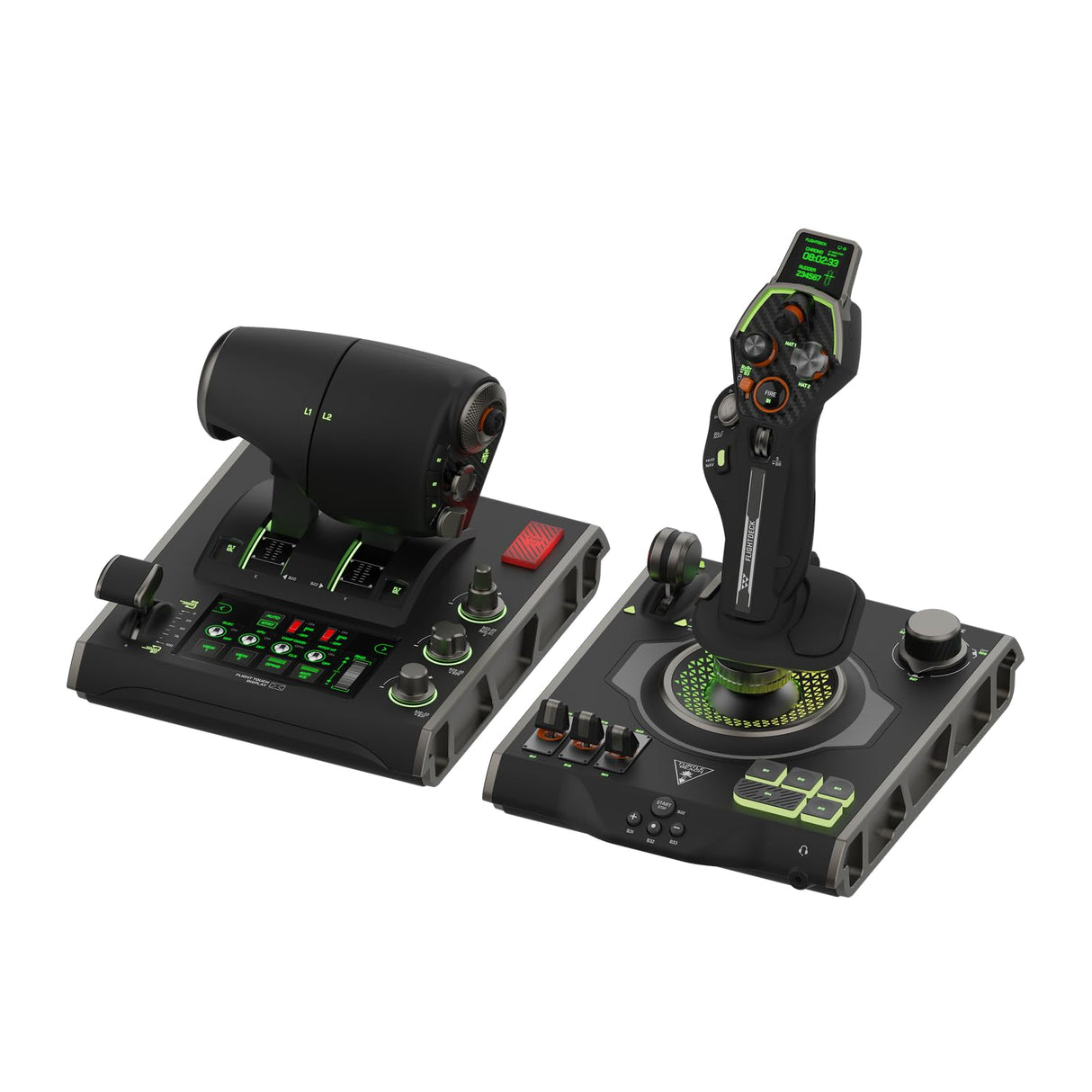 Turtle Beach VelocityOne Flightdeck - Joystick y Acelerador de Sistema Simulador HOTAS Universa con Pantalla táctil y Botones, HUD Montado en la Palanca y Sensores sin Contacto en Windows 10 & 11