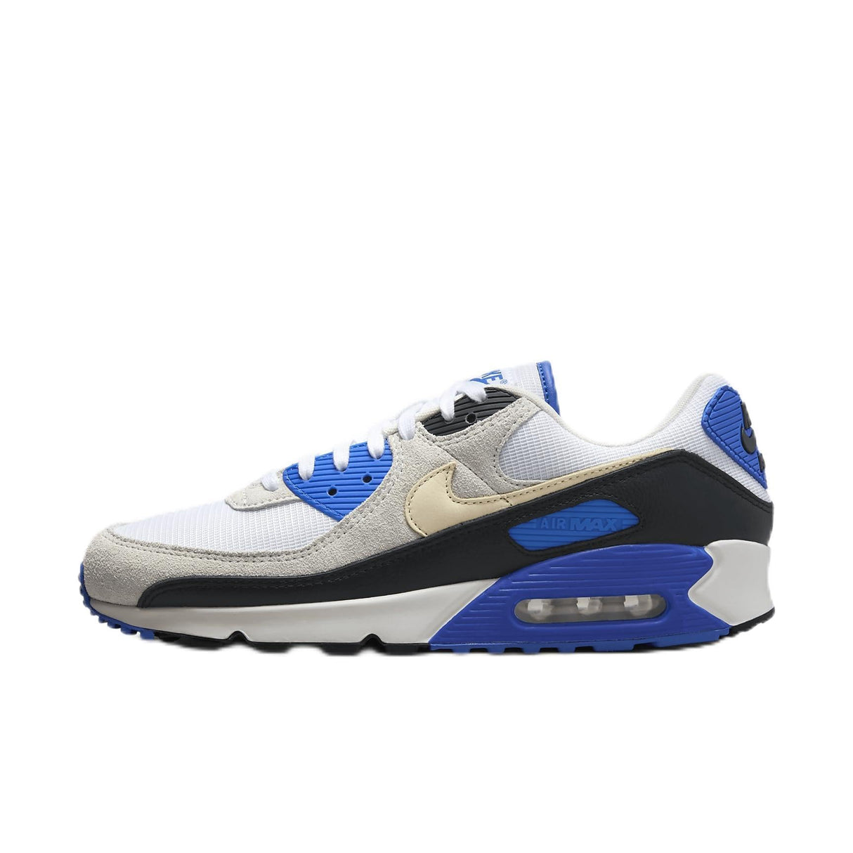 NIKE Air MAX 90 Premium, Sneaker Hombre, Blanco Caqui Azul Negro, 38.5 EU