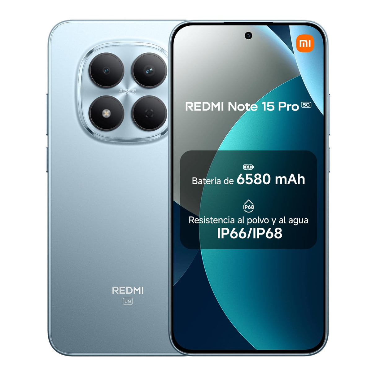 Xiaomi REDMI Note 15 Pro 5G - Smartphone de 8+512GB, Pantalla de 6,83" 1.5K AMOLED, MediaTek Dimensity 7400-Ultra, cámara de 200MP, batería de 6580 mAh, cargador no incluido, azul glaciar (Versión ES)