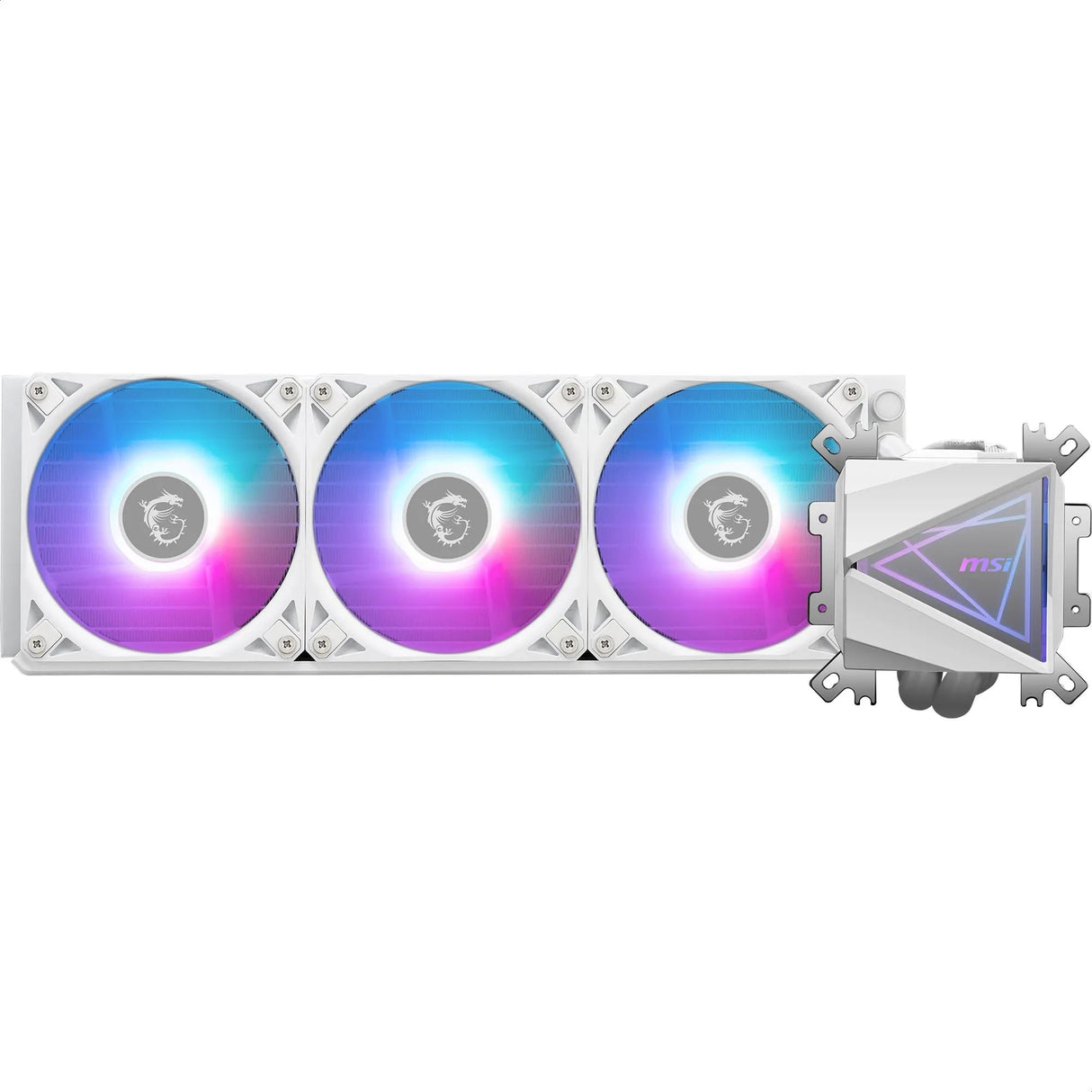 MSI MAG CORELIQUID I360 AIO WHITE CPU Refrigeración líquida, Colplate ampliada, ventiladores ARGB Blockhead y LDB, radiador de flujo dividido, Mystic Light, Compatible con Intel y AMD