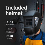 GYS, GYSMI 160A, estación de soldadura de electrodo recubierto 160A monofásico 230V (MMA), arco fuerza, antisticking, Hot Start, con máscara LCD TECHNO 11, portaelectrodos, cable de masa
