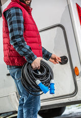 as - Schwabe - Cable de extensión para exteriores 10 m con nuevo indicador de tensión, enchufe y toma de corriente CEE, 3 polos, 230 V /16 A, protección contra agua en exteriores IP44, negro