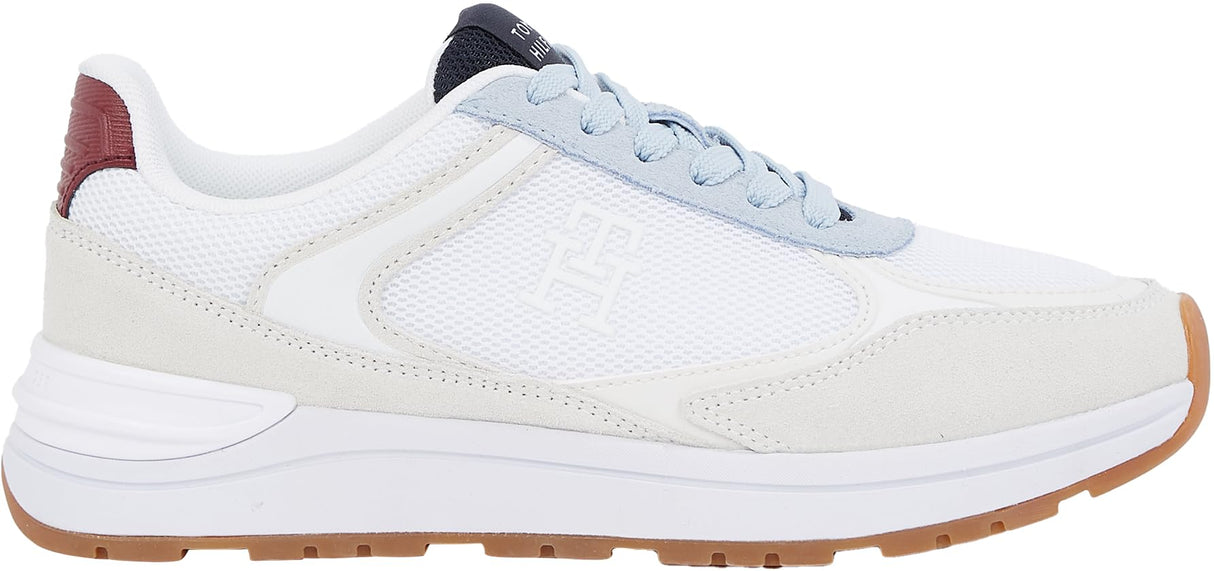 Tommy Hilfiger Runner Sneaker Mujer Casual Fashion Mix Elegante, Blanco (White), 40