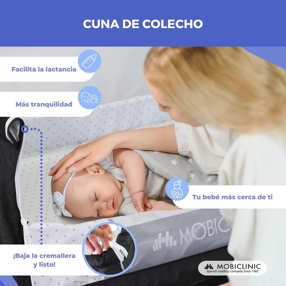 Mobiclinic®, Cuna 3 en 1, Night, Altura Ajustable, Colchón, Mosquitera, Ruedas 360º, Correas de Sujeción, Cesta de Almacenamiento, hasta 20 kg, Negro