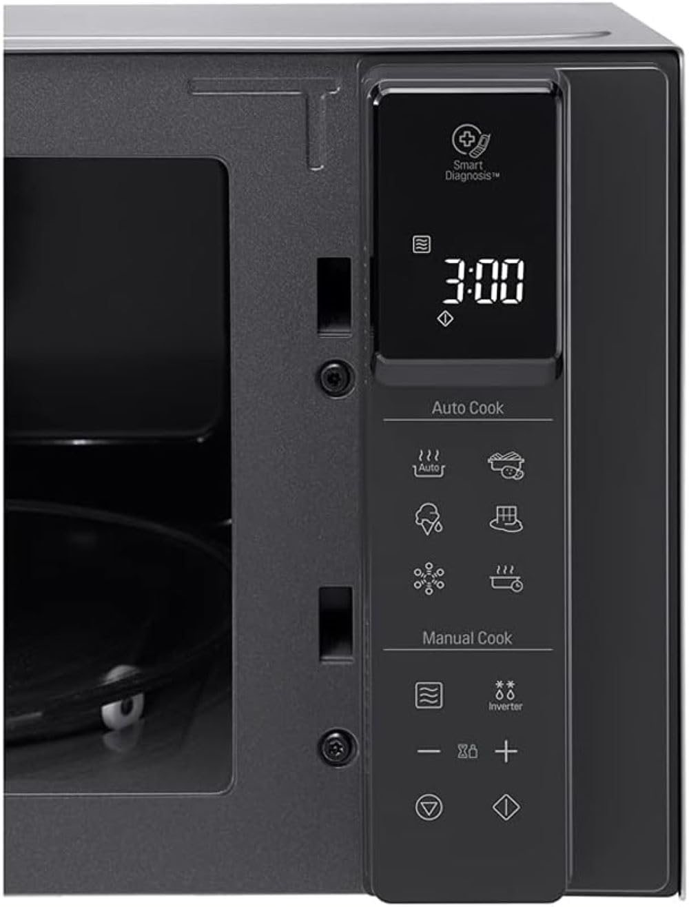 LG Microondas MS2595CIS con tecnología Smart Inverter 25 litros de capacidad, 1000 W, programas automáticos, niveles de potencia ajustables y función EasyClean, color plateado