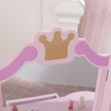 KidKraft Juego de tocador de Maquillaje Infantil Princesa con Espejo y Taburete de Madera, Muebles para Salas de Juego y Dormitorio de niños (76123)