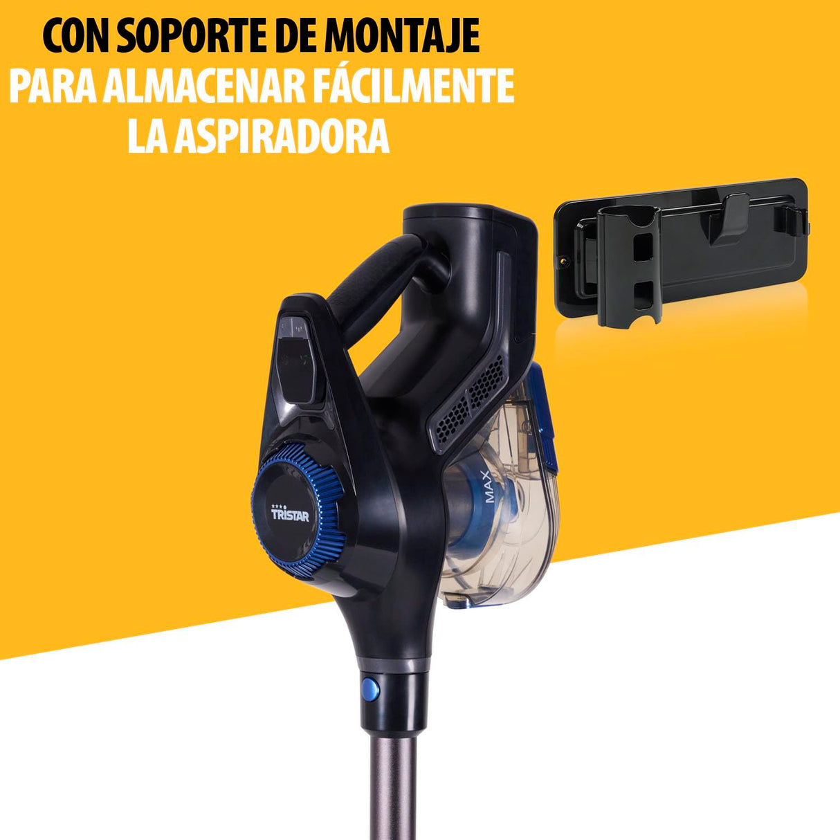 Tristar Aspiradora Escoba Inalámbrica, 2-en-1, Motor BLDC, 250W, 23 kPa Succión, 40 Min Autonomía, Luz LED, Filtro HEPA, Depósito 800 ml, SZ-2390