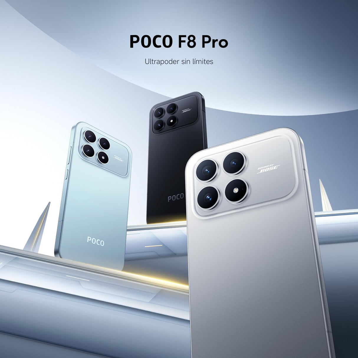 XIAOMI POCO F8 Pro - Smartphone de 12+512GB, Triple cámara de 50MP con OIS, Pantalla AMOLED de 6,59” 120Hz, Snapdragon 8 Elite, Hypercharge 100W, Cargador no Incluido, Azul (Versión ES)