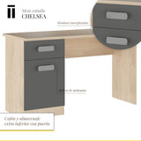 Shiito | Modelo Chelsea - Mesa de Estudio con 2 Cajones | Natural Grafito - 70.8 x 120 x 49.8 cm | Escritorio Sencillo y Moderno