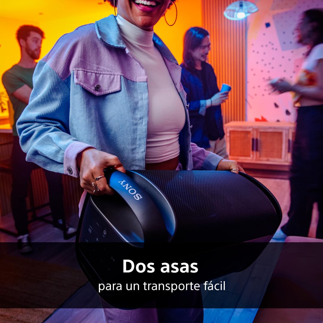 Sony SRS-XV500 Altavoz Inalámbrico Bluetooth para Fiestas, Sonido Potente, Mega Bass, 25h Autonomía, Portátil, Iluminación LED, Party Connect, Clasificación IPX4, Entrada Micrófono o Guitarra