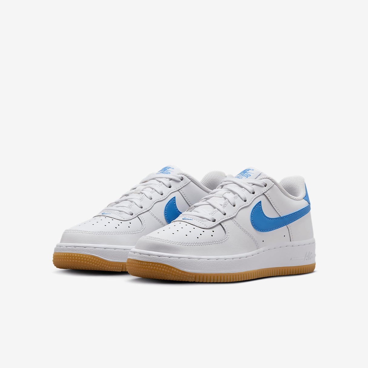 NIKE Air Force 1 (GS), Sneaker, White Gum Light Brown Blue Beyond, 38 EU