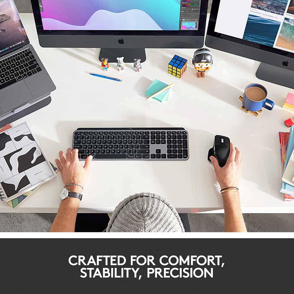 Logitech MX Keys for Mac - Teclado inalámbrico avanzado, QWERTY Inglés Reino Unido - Gris