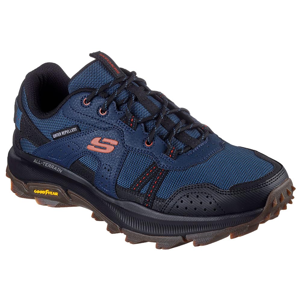Skechers Equalizer 5.0 Trail Solix Creek, Zapatillas Hombre, Navy Leather/Textile/Black Trim, 45 EU