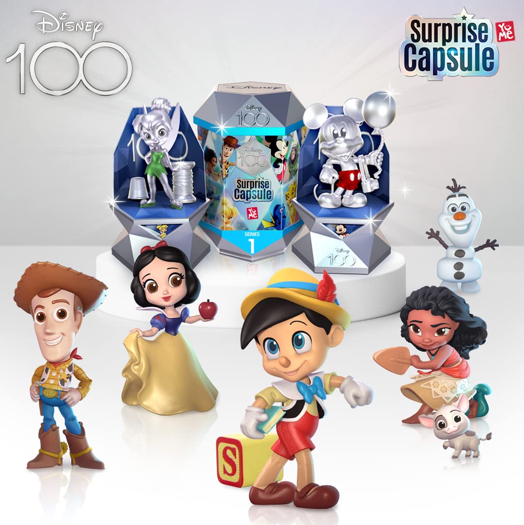 YuMe Disney 100 Surprise Mystery Capsules - Caja de ciegas con Pixar y Personajes de Disney Figurines de Vinilo - Series 1 Blind Bag Surprise Toys (12 Unidades)