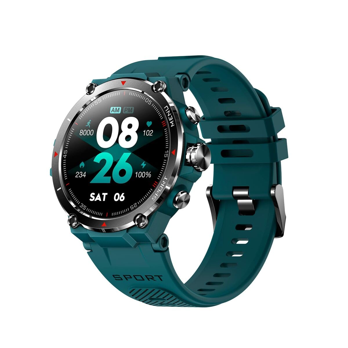 DCU TECNOLOGIC | Smartwatch GPS | Reloj Inteligente | Pantalla Táctil Amoled HD | 14 Modos Deporte | Notificaciones Apps y Llamadas | IP68* | Cian