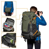 Lowepro PhotoSport PRO BP 55L AW IV - Mochila para cámaras réflex sin espejo, acceso delantero/trasero, compartimento extraíble para cámara, correas para accesorios, talla S/M, gris oscuro/verde