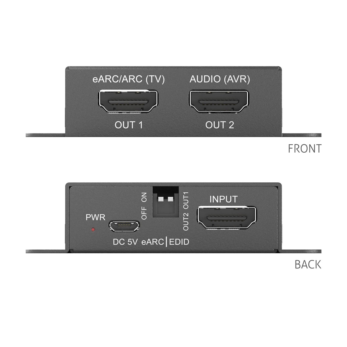 PureTools eARC Adaptador/Extractor de Audio, Ancho de Banda de 18GB/s, 4K Ultra HD 60Hz con HDR Incluido, Salida de Audio HDMI para eARC y ARC
