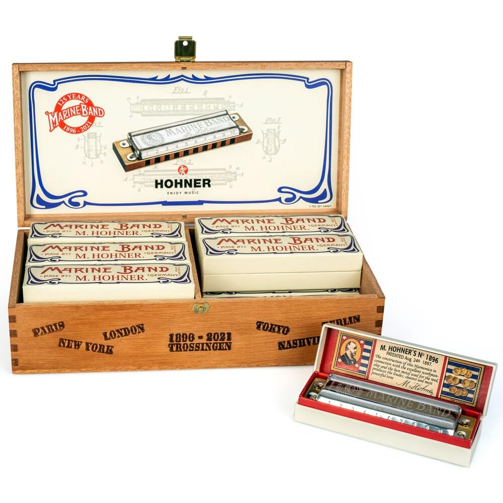 DIATONICAS MARINE BAND. HOHNER Armónica diatónica MARINE BAND 125TH ANNIVERSARY DISP.12 PCS.
