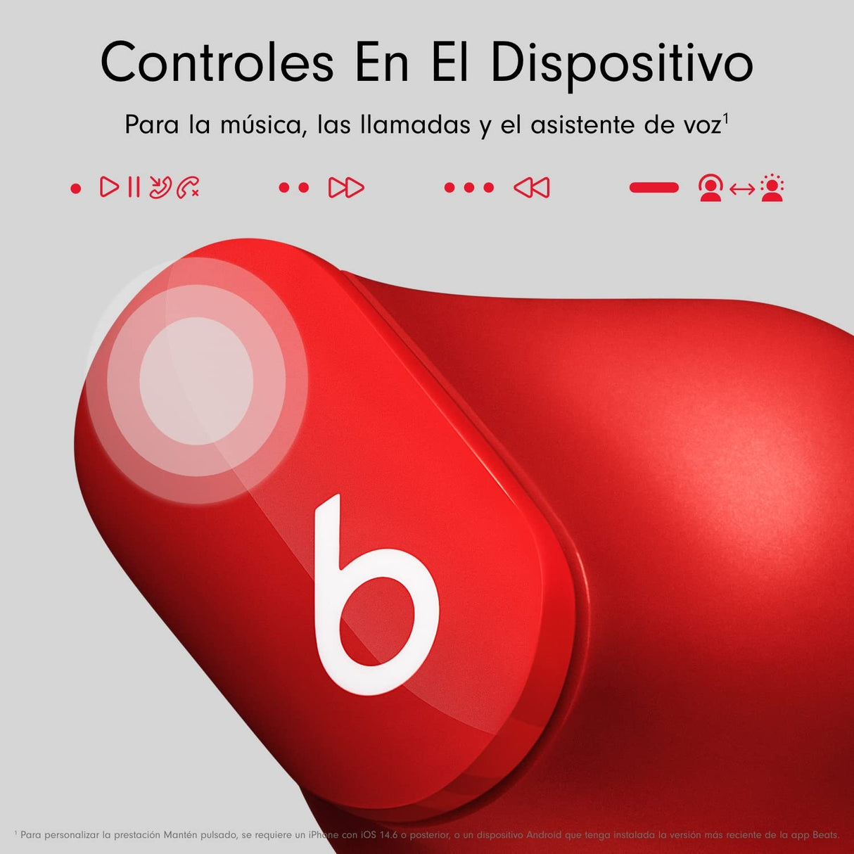 Beats Studio Buds – Auriculares intraurales Totalmente inalámbricos con cancelación del Ruido – Auriculares Bluetooth Resistentes al Sudor, compatibles con Apple y Android – Rojo
