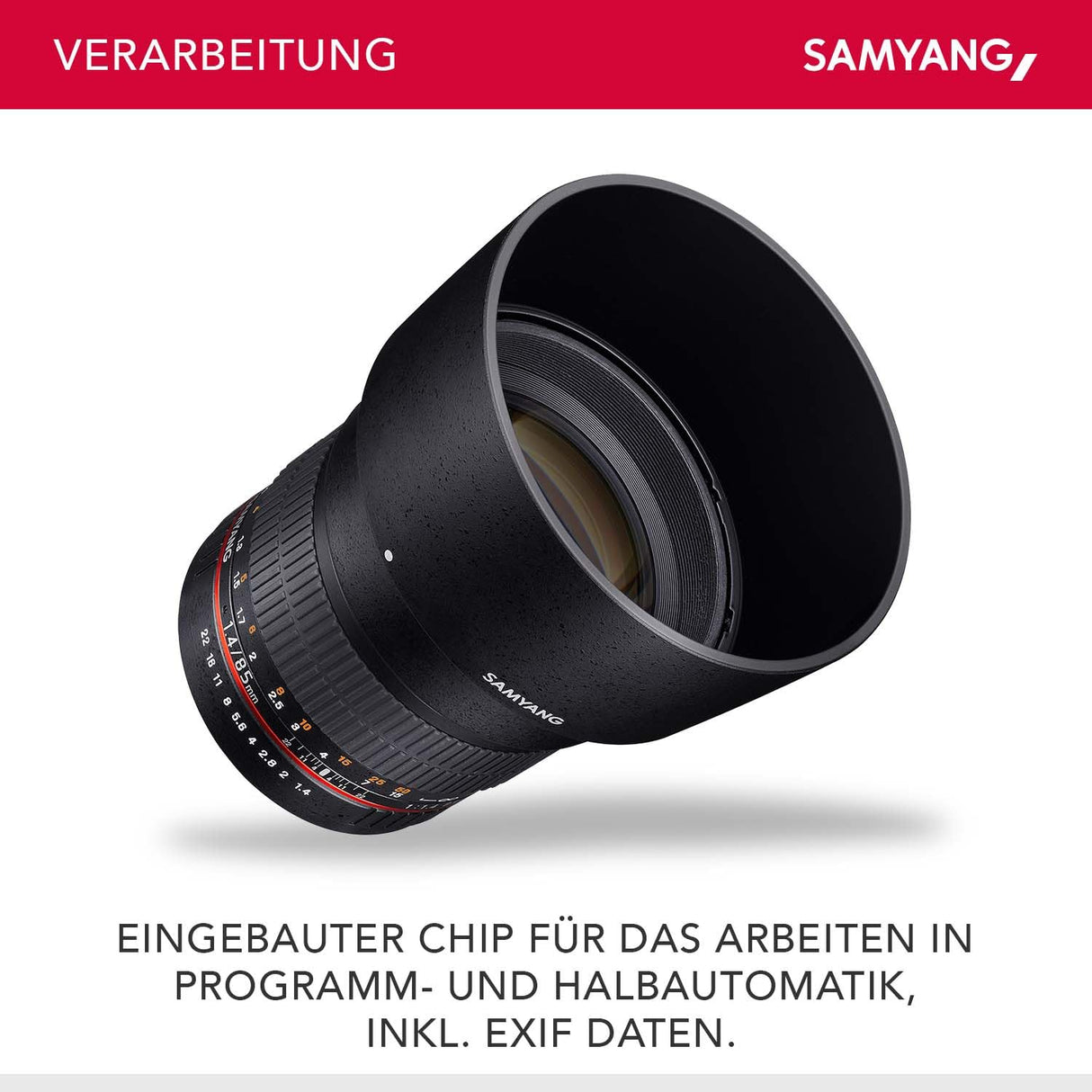 Samyang F1111203102 - Objetivo fotográfico DSLR para Nikon F Ae (Distancia Focal Fija 85mm, Apertura f/1.4-22 AS IF UMC, diámetro Filtro: 72mm), Negro