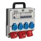 Brennenstuhl Distribuidor de pared IP44 (distribuidor de corriente para montaje en pared, 32 A, con interruptor de protección personal FI, 30 mA), distribuidor de pared 4/32, IP44, gris claro/negro