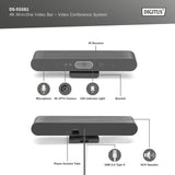 DIGITUS DS-55581 Video Bar Mini, Sistema de videoconferencia - Cámara Webcam 4K UHD 30 Hz ePTZ - 2 Micrófonos internos - Altavoz Interno 2 W - Autoenfoque y Zoom, Cancelación de Eco