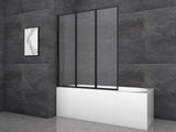 Marwell Pared plegable para bañera Black Light de 3 hojas, 125 cm x 143 cm x 5 cm, elementos de cristal de seguridad de 4 mm, plegable, marco de aluminio negro mate