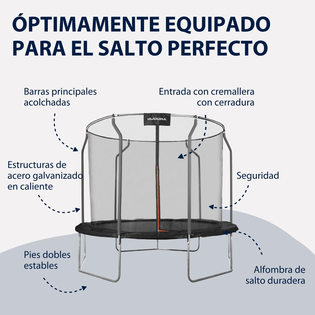 HUDORA First Trampolín para Exteriores con Red de Seguridad, para niños y Adultos, Multicolor