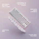 Logitech G715 Teclado Para Gaming Inalámbrico con Iluminación LIGHTSYNC RGB, LIGHTSPEED, Interruptores Linear (GX Rojo) y Reposamanos Para Teclado, Compatible con PC y Mac, Blanco
