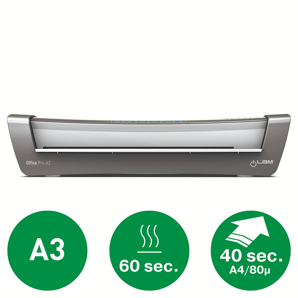 Leitz Plastificadora A3, Ideal para la oficina o la escuela, Plata, Office Pro, iLAM, 75180084