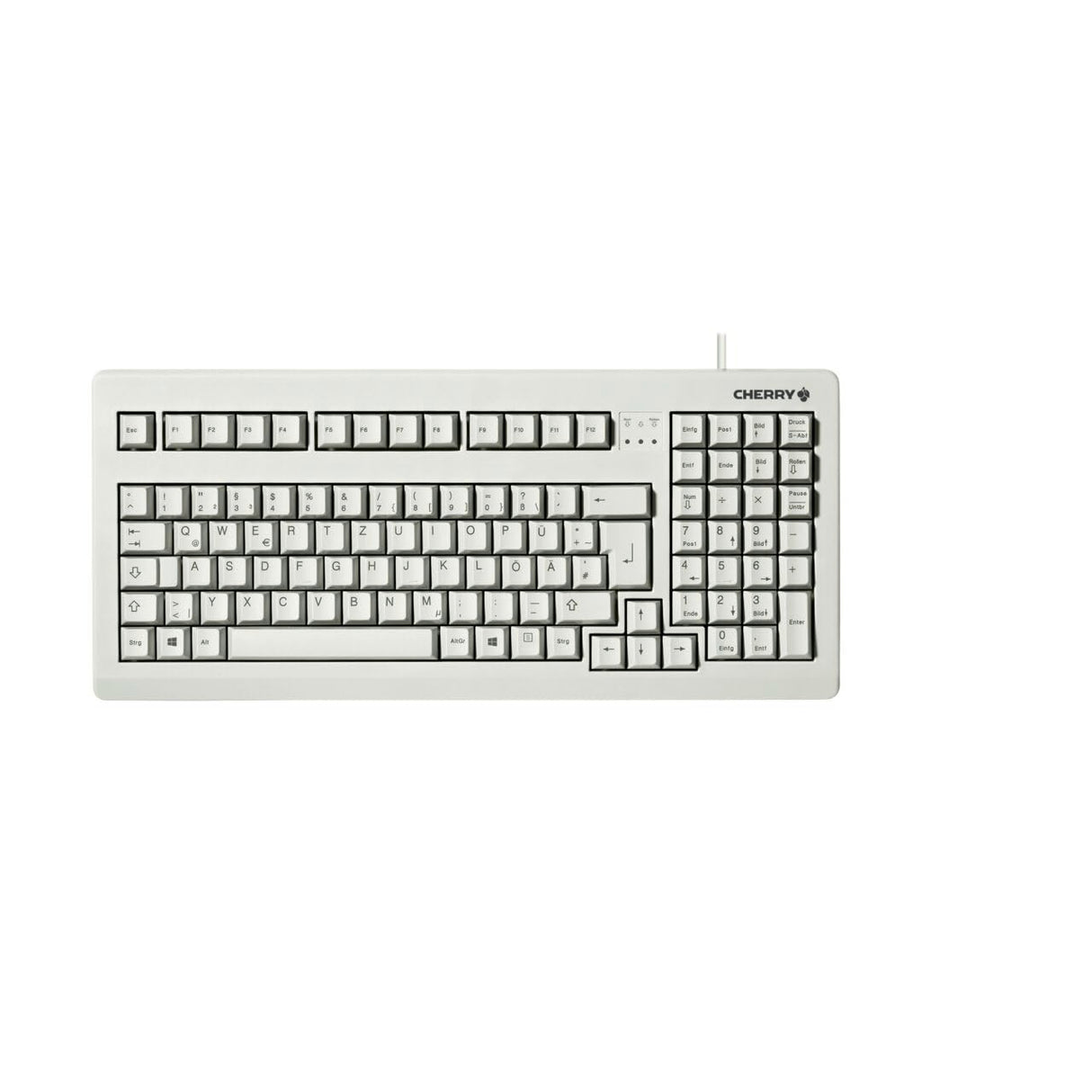 CHERRY G80-1800, Teclado Mecánico Compacto para Usos Industriales, Distribución Alemana (QWERTZ), Con Cable (USB & PS/2), Interruptores MX BLACK, Gris Claro