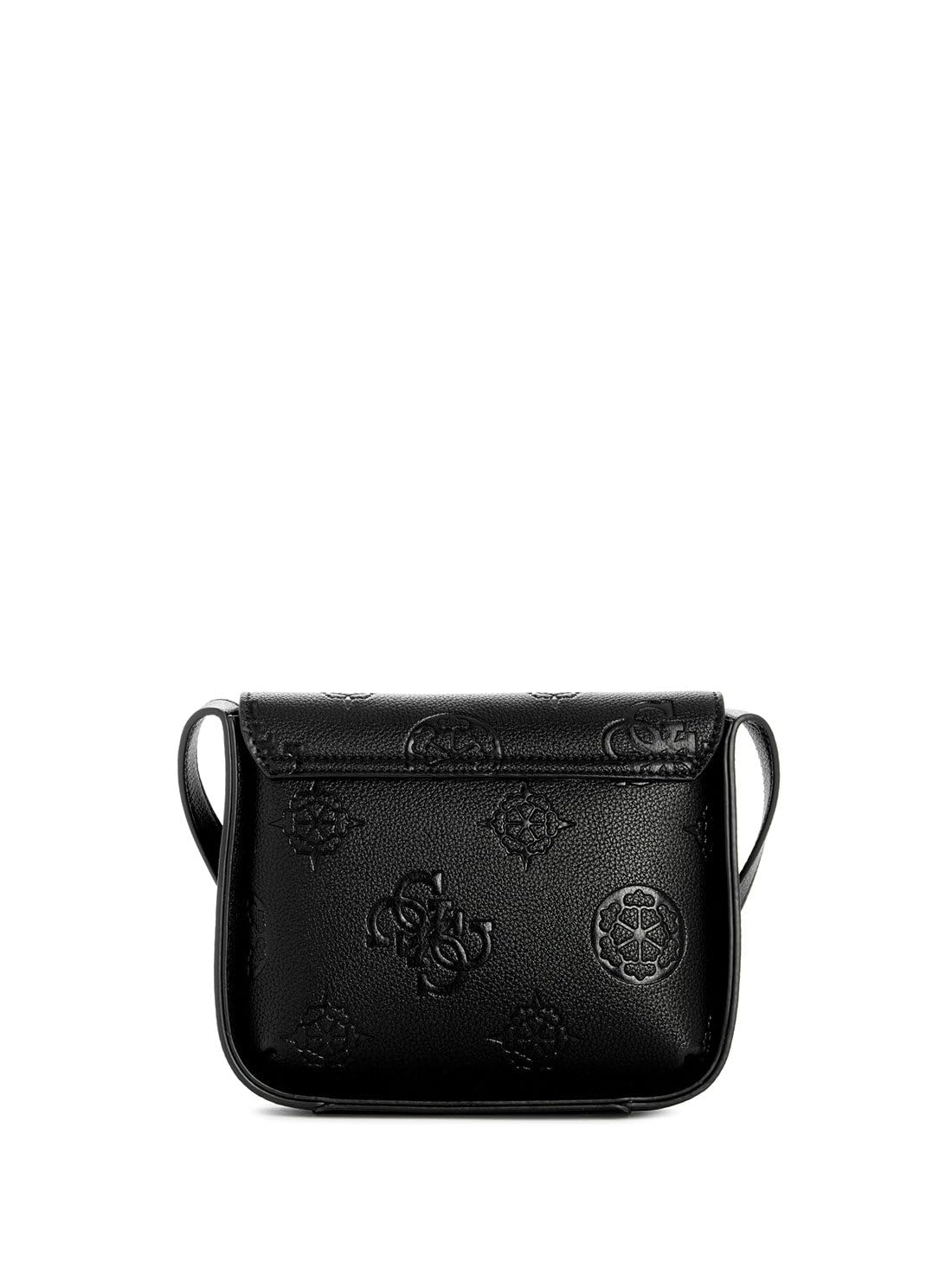 GUESS Keandra Crossbody Flap, Bandolera, Solapa Cruzada para Mujer, Negro con Logotipo, Talla única