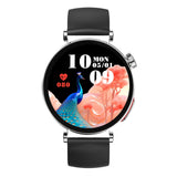 Knauermann Neo 2 (2025) - Plata Redondo - Reloj de Salud Smartwatch - ECG - Función HRV - Bluetooth BT - Apnea del Sueño - Presión Arterial - Banda de Silicona Negro, Durchmesser: 40mm; Dicke: 10,9mm