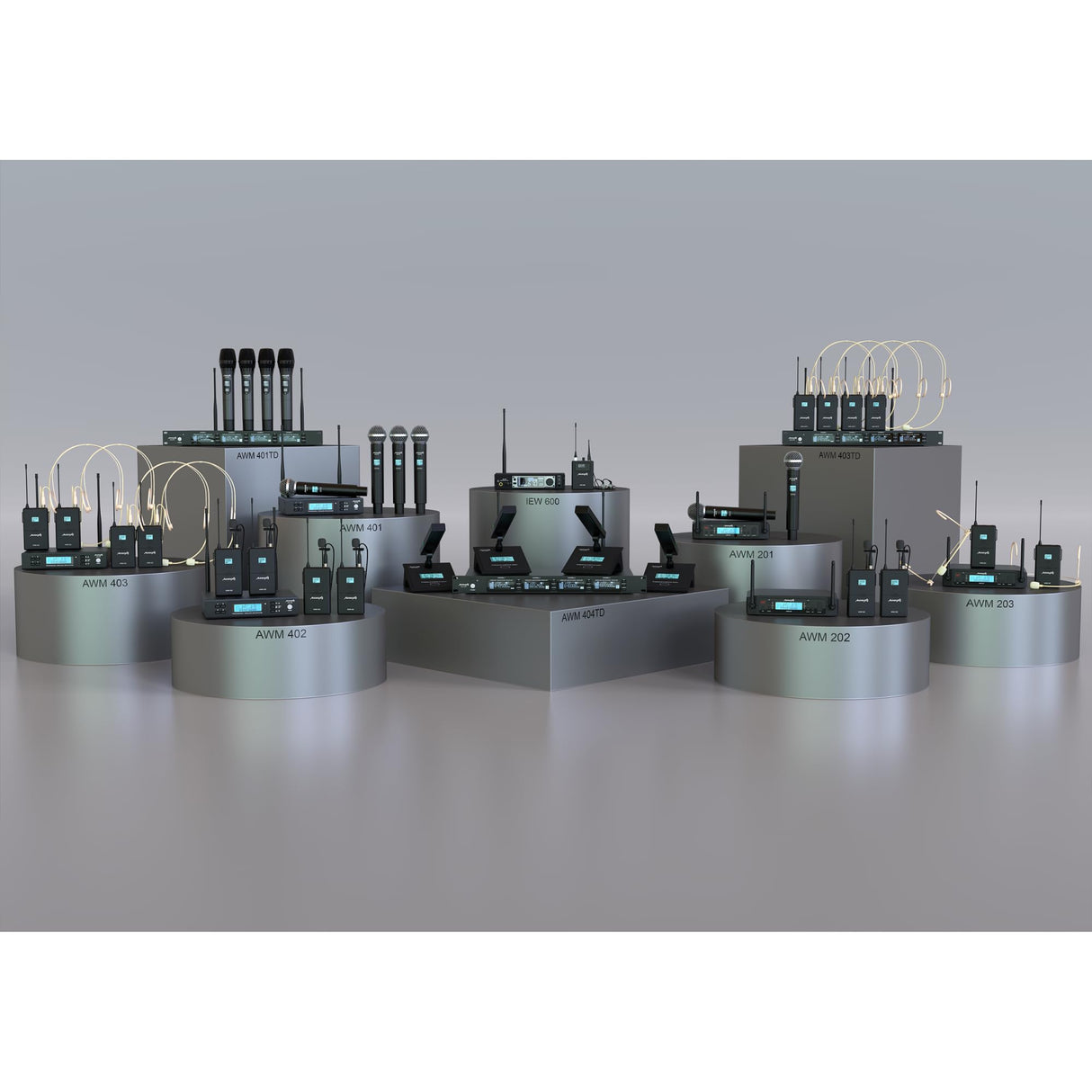 Audibax AWM 402 Sistema Inalámbrico Micrófono Lavalier de 4 Canales UHF
