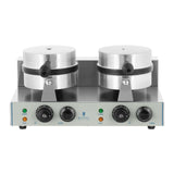 Royal Catering RCWM-2600-R gofrera doble redonda (2 x 1300 W, temporizador 15 min, teflón y aluminio, acero inoxidable)