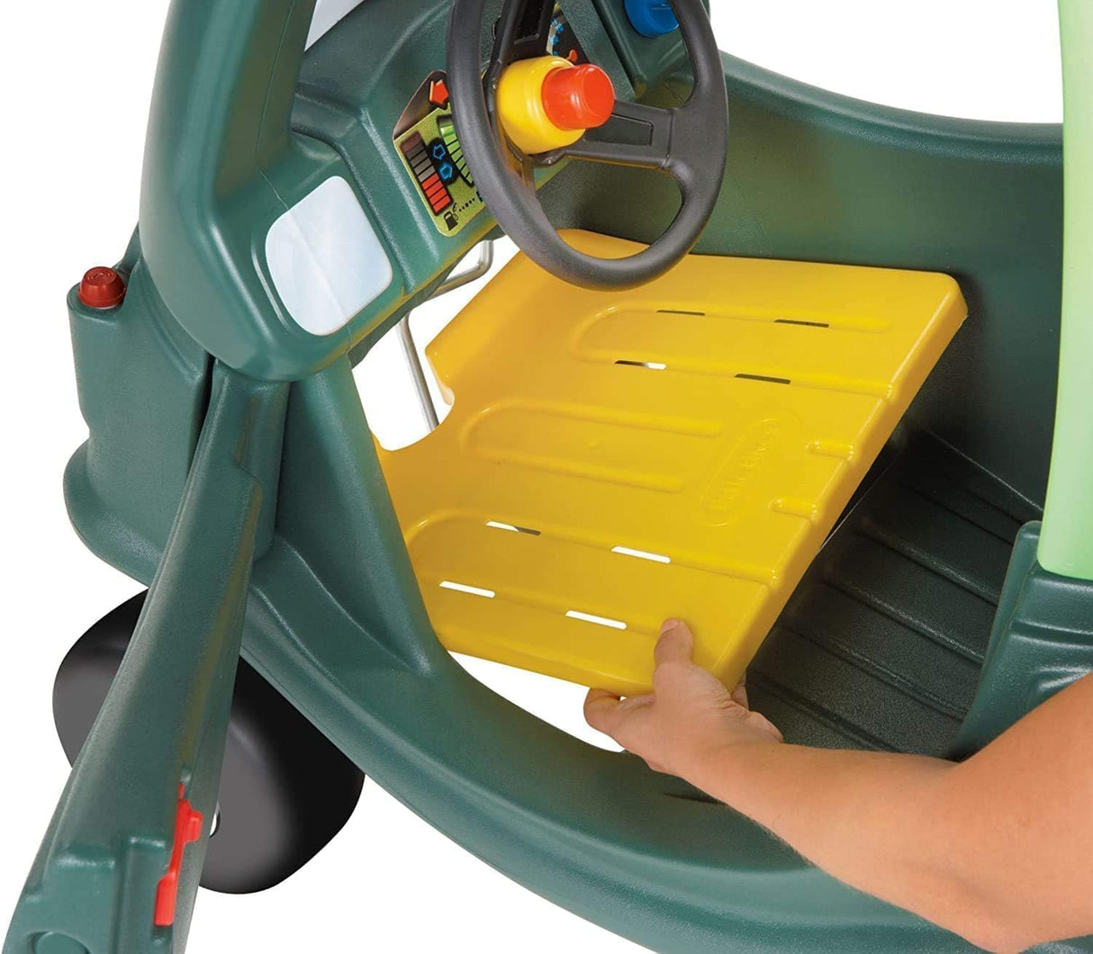 little tikes Cozy Coupe Dino - Correpasillos, Reposapiés Extraíble, Bocina Que Funciona, Botón de Arranque y Tapa de Combustible, Edad: a Partir de 18 Meses