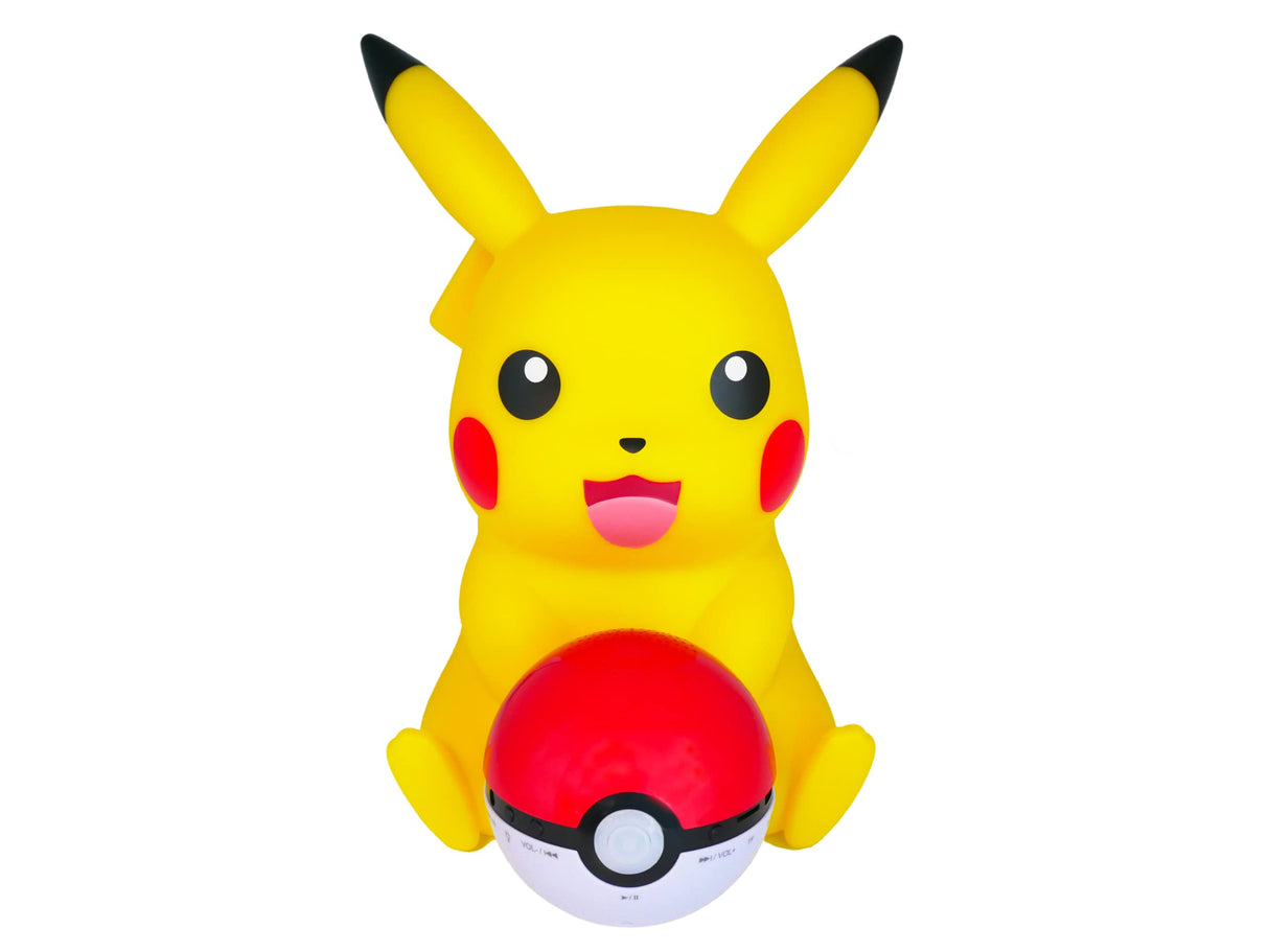 TEKNOFUN - Licencia Oficial Pokemon - Figura Luminosa Pikachu Poké Ball - Altavoz inalámbrico - LED - 2 Modos de iluminación - USB/microUSB (Cable suministrado) - AUX Jack 3,5 mm - 811382