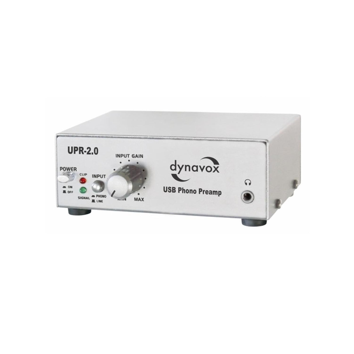Dynavox UPR-2.0 preamplificador de Phono, para Tocadiscos con Sistemas de cápsulas MM, Salida USB para digitalizar Discos de Vinilo, Plateado