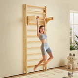 VEVOR Interior de Madera Maciza Niveles, Escalera de Escalada Carga de 99,8 kg, Gimnasia con Barra de Dominadas para Niños y Adultos, Color (10-Level Solid Wood Indoor Jungle Gym)