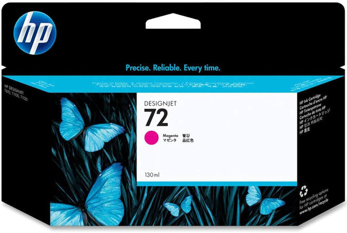 HP 72 C9372A Cartucho de Tinta Original HP DesignJet Magenta, de 130ml, para Impresoras Plotter de Gran Formato T2300 eMFP, T1300, T1200, T1120, T1100, T1100 MFP, T795, T790, T770, T620, T610 y T600