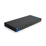 Linksys LGS116P-EU switch de red Gigabit no administrado de 16 puertos con 8 puertos PoE+, hasta 1000 Mbps, para empresas y particulares, vigilancia IP, divisor Ethernet de sobremesa