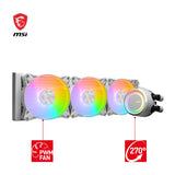 MSI MAG CORELIQUID E360 Refrigeración líquida CPU - Cold plate de Cobre Ampliada, ARGB y Ventiladores FDB,Bloque de Agua Cámara-Dual, Radiador Flujo Dividido, Mystic Light-Intel y AMD , blanca