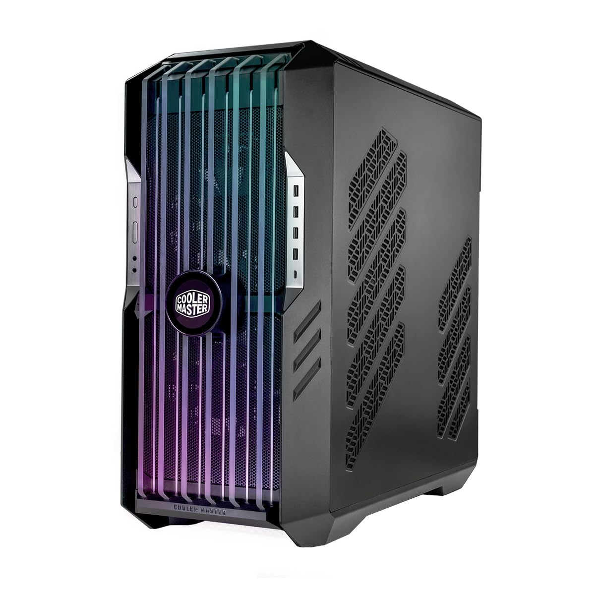 Cooler Master HAF 700 EVO Caja PC - Full Tower, Admite E-ATX, 5 Fans Preinstalados, Soportes de Radiador Giratorios, High-Airflow Cooling, Display LCD Real-Time, Aspas ARGB Edge-Lit