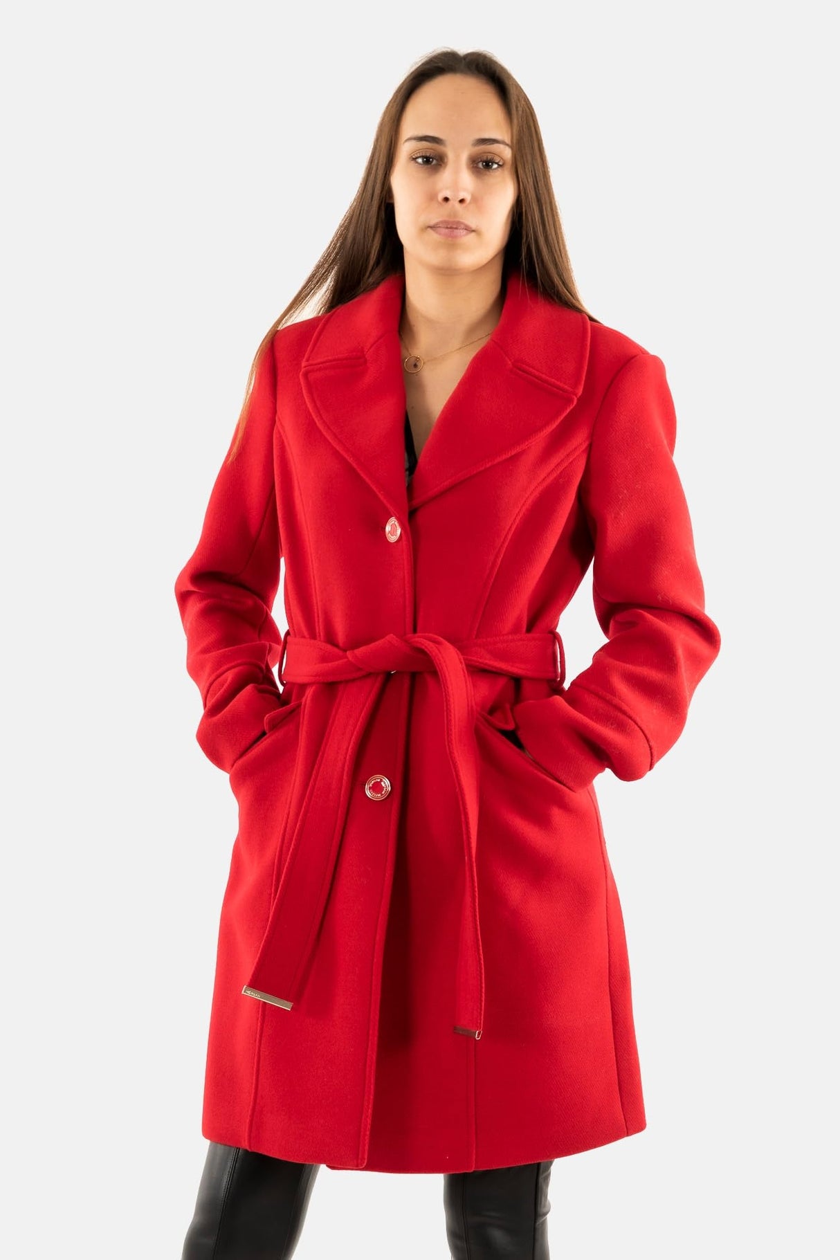 Morgan 242-gato Abrigo Largo, Rojo, 40 para Mujer