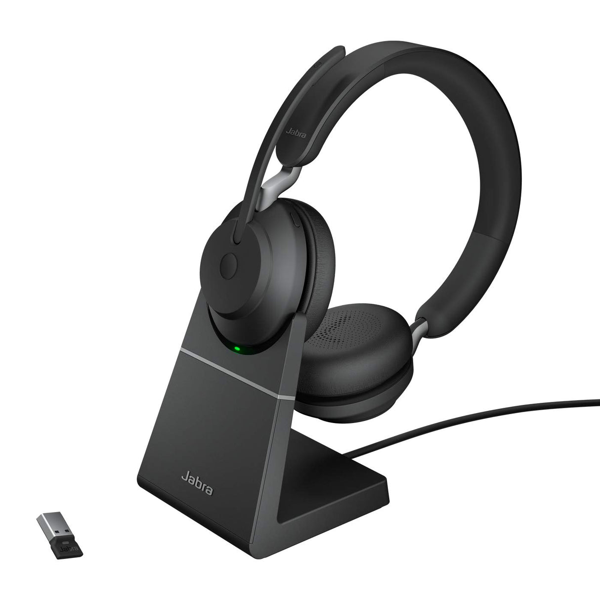 Jabra Evolve2 65 Auriculares Inalámbricos Estéreo PC con Soporte de Carga - Certificados para plataformas UC - Batería de Larga Duración - Adaptador Bluetooth USB-A - Negro