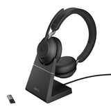 Jabra Evolve2 65 Auriculares Inalámbricos Estéreo PC con Soporte de Carga - Certificados para plataformas UC - Batería de Larga Duración - Adaptador Bluetooth USB-A - Negro